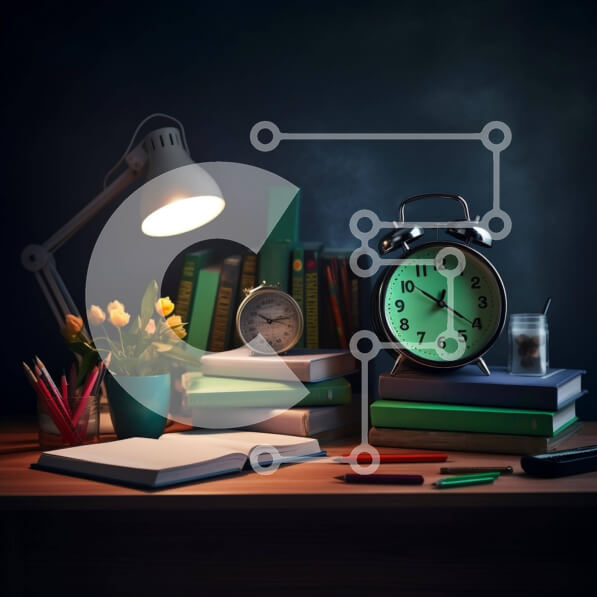 Intra Συλλεκτικό Ξύλινο Παζλ Plywood  4mm - Γραφείο με βιβλία, Ξυπνητήρι και λουλούδια Σε Ξύλινο Κουτί - Διαστάσεις Puzzle: 10x10 cm – 25 κομμάτια