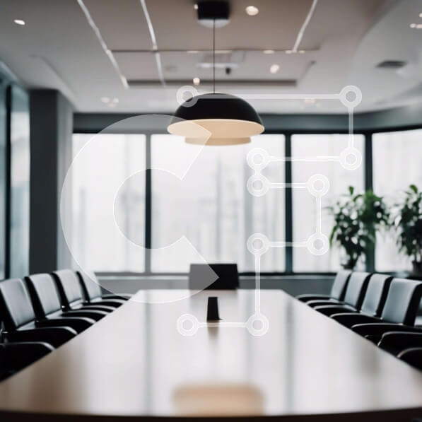 Intra Συλλεκτικό Ξύλινο Παζλ Plywood  4mm - Αίθουσα συνεδριάσεων με μακρύ τραπέζι και μαύρες καρέκλες Σε Ξύλινο Κουτί - Διαστάσεις Puzzle: 10x10 cm – 25 κομμάτια