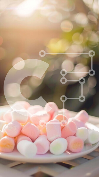 Intra Συλλεκτικό Ξύλινο Παζλ Plywood  4mm - Πιάτο με ροζ και λευκά marshmallows Σε Ξύλινο Κουτί - Διαστάσεις: 10x10 cm – 25 κομμάτια