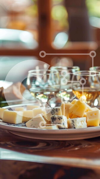 Intra Συλλεκτικό Ξύλινο Παζλ Plywood  4mm - Πιάτο με τυρί, ψωμί και ποτήρια κρασιού Σε Ξύλινο Κουτί - Διαστάσεις: 10x10 cm – 25 κομμάτια