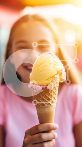 Intra Συλλεκτικό Ξύλινο Παζλ Plywood  4mm - Νεαρό κορίτσι που κρατά πολύχρωμο χωνάκι παγωτού Σε Ξύλινο Κουτί - Διαστάσεις Puzzle: 10x10 cm – 25 κομμάτια