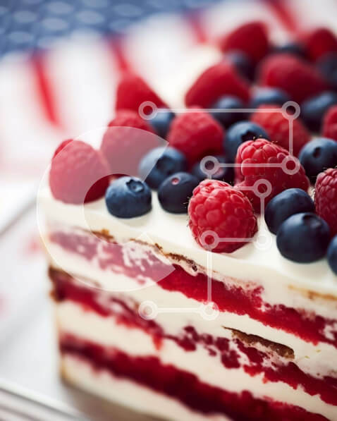 Σετ των 2 Intra Συλλεκτικό Ξύλινο Παζλ Plywood  4mm - Πατριωτικό αμερικανικό κέικ με μούρα και σημαία Σε Ξύλινο Κουτί - Διαστάσεις: 10x10 cm – 25 κομμάτια