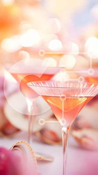 Intra Συλλεκτικό Ξύλινο Παζλ Plywood  4mm - Ροζ ποτήρια Martini και κοχύλια Σε Ξύλινο Κουτί - Διαστάσεις Puzzle: 10x10 cm – 25 κομμάτια