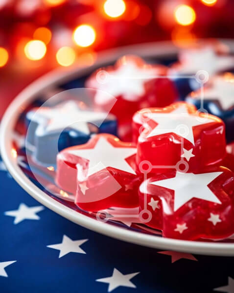 Intra Συλλεκτικό Ξύλινο Παζλ Plywood  4mm - Γιορτή 4ης Ιουλίου με ζελέ σε σχήμα αστεριού Σε Ξύλινο Κουτί - Διαστάσεις: 10x10 cm – 25 κομμάτια