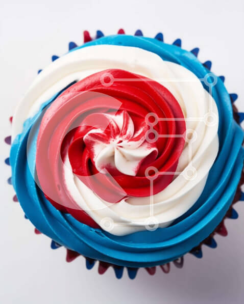 Σετ των 2 Intra Συλλεκτικό Ξύλινο Παζλ Plywood  4mm - Πατριωτικό Cupcake με Κόκκινο, Λευκό και Μπλε γλάσο Σε Ξύλινο Κουτί - Διαστάσεις: 10x10 cm – 25 κομμάτια