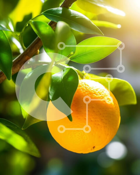 Intra Συλλεκτικό Ξύλινο Παζλ Plywood  4mm - Φρέσκο ​​πορτοκάλι σε κλαδί δέντρου με πράσινα φύλλα Σε Ξύλινο Κουτί - Διαστάσεις: 10x10 cm – 25 κομμάτια