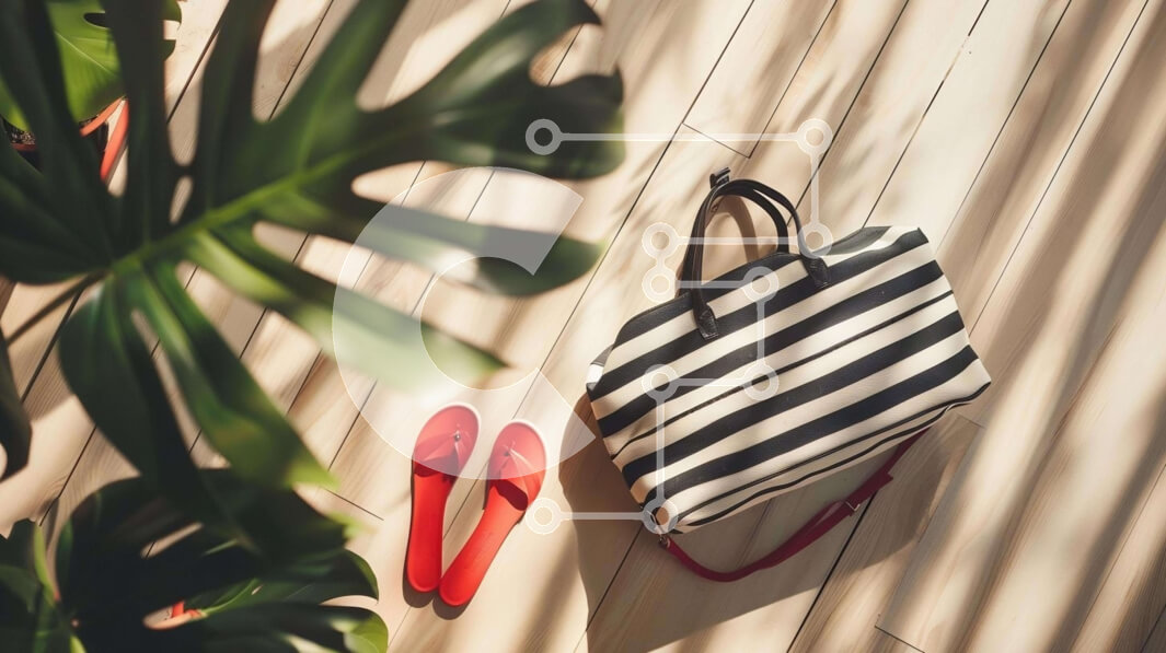 Σετ των 2 Intra Συλλεκτικό Ξύλινο Παζλ Plywood  4mm - Μαύρο και άσπρο ριγέ τσάντα και κόκκινα παπούτσια Σε Ξύλινο Κουτί - Διαστάσεις: 10x10 cm – 25 κομμάτια