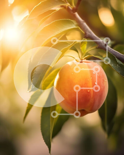 Σετ των 2 Intra Συλλεκτικό Ξύλινο Παζλ Plywood  4mm - Φρέσκο ​​πορτοκαλί ροδάκινο που κρέμεται από κλαδί δέντρου Σε Ξύλινο Κουτί - Διαστάσεις: 10x10 cm – 25 κομμάτια