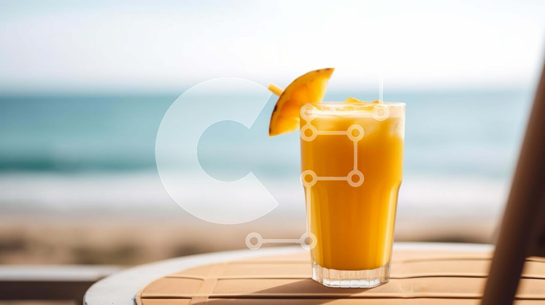 Intra Συλλεκτικό Ξύλινο Παζλ Plywood  4mm - Ποτό με γεύση πορτοκάλι δίπλα στην παραλία Σε Ξύλινο Κουτί - Διαστάσεις: 10x10 cm – 25 κομμάτια