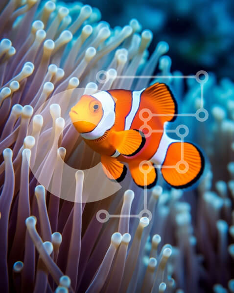 Intra Συλλεκτικό Ξύλινο Παζλ Plywood  4mm - Ψάρι κλόουν που κολυμπά στη θαλάσσια ανεμώνη Σε Ξύλινο Κουτί - Διαστάσεις: 10x10 cm – 25 κομμάτια