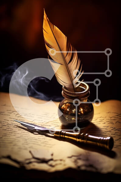 Intra Συλλεκτικό Ξύλινο Παζλ Plywood  4mm - Μελανοδοχείο με φτερό και ανοιχτό βιβλίο Σε Ξύλινο Κουτί - Διαστάσεις: 10x10 cm – 25 κομμάτια