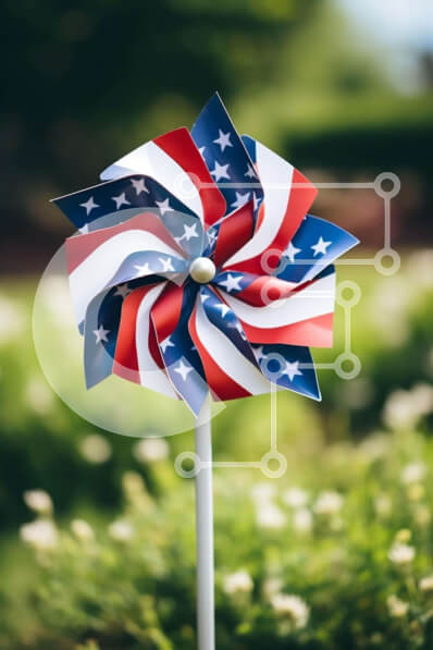 Intra Συλλεκτικό Ξύλινο Παζλ Plywood  4mm - Διακόσμηση ρόδας με αμερικανική σημαία για πατριωτική γιορτή Σε Ξύλινο Κουτί - Διαστάσεις: 10x10 cm – 25 κομμάτια