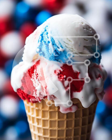 Σετ των 2 Intra Συλλεκτικό Ξύλινο Παζλ Plywood  4mm - Κώνος παγωτού αμερικανικής σημαίας για τον εορτασμό της 4ης Ιουλίου Σε Ξύλινο Κουτί - Διαστάσεις: 10x10 cm – 25 κομμάτια