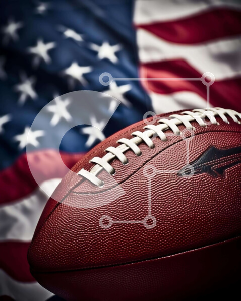 Intra Συλλεκτικό Ξύλινο Παζλ Plywood  4mm - Αμερικανικό ποδόσφαιρο στο τραπέζι της αμερικανικής σημαίας Σε Ξύλινο Κουτί - Διαστάσεις Puzzle: 10x10 cm – 25 κομμάτια