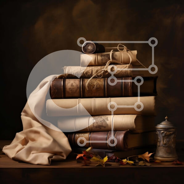 Intra Συλλεκτικό Ξύλινο Παζλ Plywood  4mm - Φθινοπωρινή στοίβα από παλιά βιβλία με κερί και φύλλα Σε Ξύλινο Κουτί - Διαστάσεις Puzzle: 10x10 cm – 25 κομμάτια