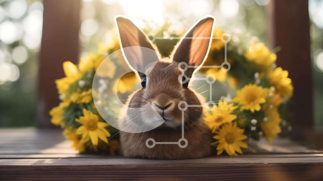 Intra Συλλεκτικό Ξύλινο Παζλ Plywood  4mm - Καφέ κουνέλι λαγουδάκι την άνοιξη με κίτρινα λουλούδια Σε Ξύλινο Κουτί - Διαστάσεις: 10x10 cm – 25 κομμάτια