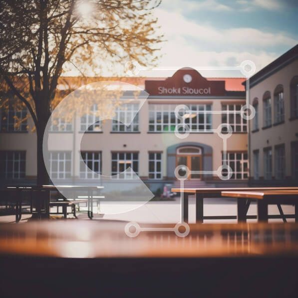 Intra Συλλεκτικό Ξύλινο Παζλ Plywood  4mm - Σχολικό κτίριο με τραπέζια και παγκάκια Σε Ξύλινο Κουτί - Διαστάσεις Puzzle: 10x10 cm – 25 κομμάτια