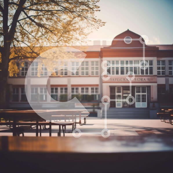 Intra Συλλεκτικό Ξύλινο Παζλ Plywood  4mm - Σχολικό Κτίριο με Εξωτερικά Καθίσματα Σε Ξύλινο Κουτί - Διαστάσεις Puzzle: 10x10 cm – 25 κομμάτια