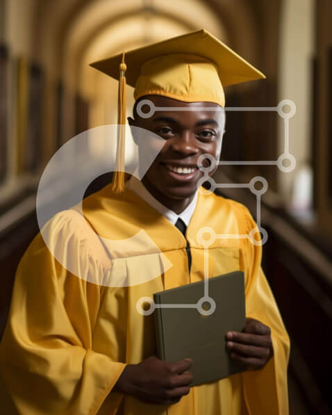 Intra Συλλεκτικό Ξύλινο Παζλ Plywood  4mm - Γιορτάζοντας την αποφοίτηση - Νεαρός άνδρας με κίτρινο φόρεμα αποφοίτησης και καπέλο Σε Ξύλινο Κουτί - Διαστάσεις Puzzle: 10x10 cm – 25 κομμάτια