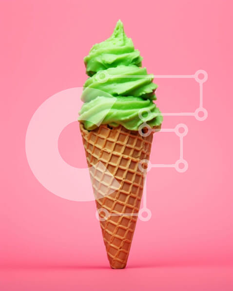 Σετ των 2 Intra Συλλεκτικό Ξύλινο Παζλ Plywood  4mm - Παγωτό χωνάκι με πράσινο γλάσο σε ροζ φόντο Σε Ξύλινο Κουτί - Διαστάσεις: 10x10 cm – 25 κομμάτια