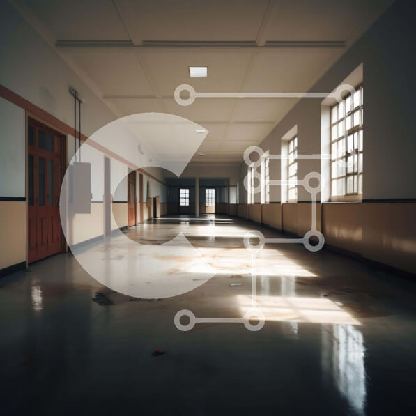 Intra Συλλεκτικό Ξύλινο Παζλ Plywood  4mm - Μακρύς κενός διάδρομος στο εγκαταλελειμμένο κτήριο Σε Ξύλινο Κουτί - Διαστάσεις Puzzle: 10x10 cm – 25 κομμάτια