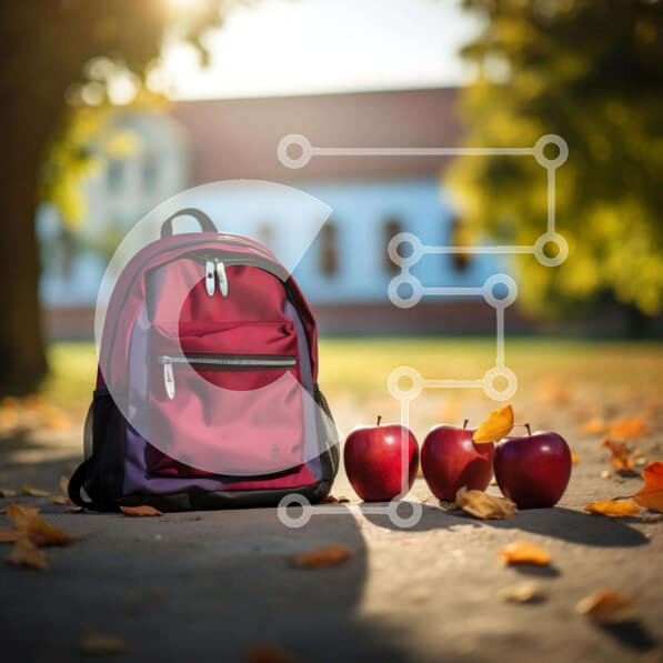 Intra Συλλεκτικό Ξύλινο Παζλ Plywood  4mm - Κόκκινο σακίδιο πλάτης και μήλα Σε Ξύλινο Κουτί - Διαστάσεις: 10x10 cm – 25 κομμάτια