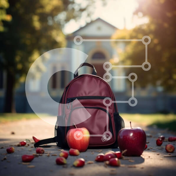 Intra Συλλεκτικό Ξύλινο Παζλ Plywood  4mm - Κόκκινο σακίδιο πλάτης με μήλα Σε Ξύλινο Κουτί - Διαστάσεις: 10x10 cm – 25 κομμάτια