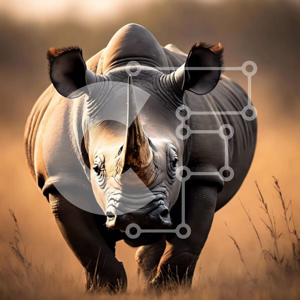 Intra Συλλεκτικό Ξύλινο Παζλ Plywood  4mm - Ρινόκερος στο βιότοπο λιβαδιών Σε Ξύλινο Κουτί - Διαστάσεις: 10x10 cm – 25 κομμάτια