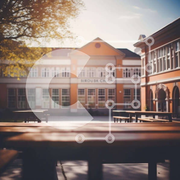 Intra Συλλεκτικό Ξύλινο Παζλ Plywood  4mm - Ξύλινα τραπέζια πικνίκ μπροστά από ένα πορτοκαλί κτήριο Σε Ξύλινο Κουτί - Διαστάσεις Puzzle: 10x10 cm – 25 κομμάτια