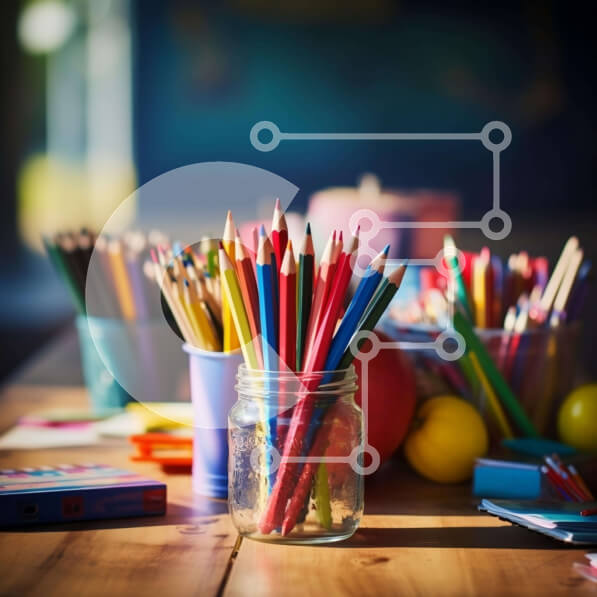 Intra Συλλεκτικό Ξύλινο Παζλ Plywood  4mm - Πολύχρωμα μολύβια και είδη τέχνης σε γυάλινο βάζο Σε Ξύλινο Κουτί - Διαστάσεις: 10x10 cm – 25 κομμάτια