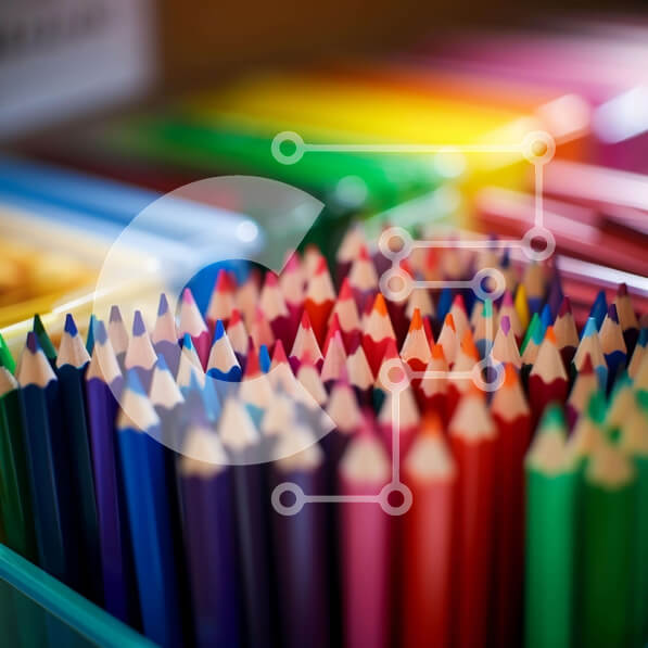 Intra Συλλεκτικό Ξύλινο Παζλ Plywood  4mm - Ποικιλία από πολύχρωμα μολύβια σε δοχεία Σε Ξύλινο Κουτί - Διαστάσεις: 10x10 cm – 25 κομμάτια