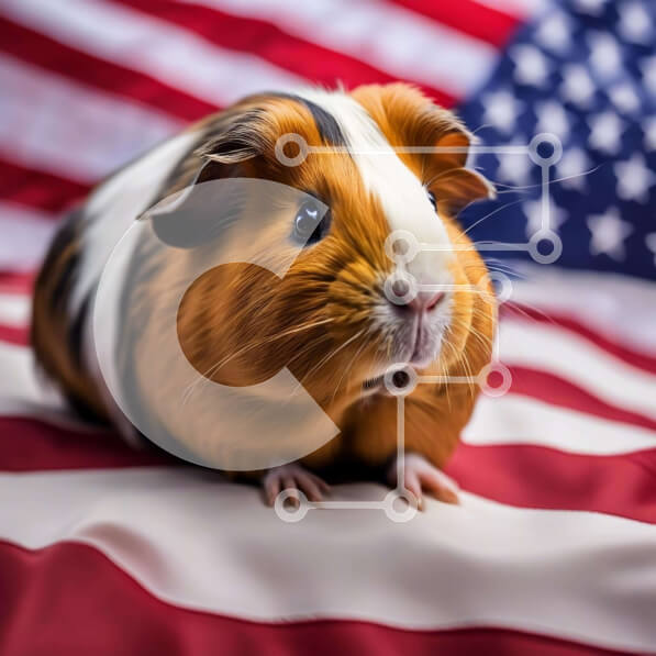 Intra Συλλεκτικό Ξύλινο Παζλ Plywood  4mm - Περίεργο ινδικό χοιρίδιο στην αμερικανική σημαία Σε Ξύλινο Κουτί - Διαστάσεις: 10x10 cm – 25 κομμάτια