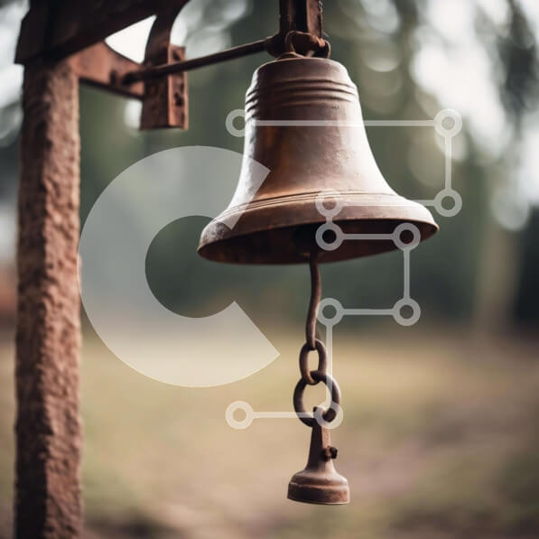 Intra Συλλεκτικό Ξύλινο Παζλ Plywood  4mm - Vintage σκουριασμένο κουδούνι σε ξύλινο στύλο Σε Ξύλινο Κουτί - Διαστάσεις Puzzle: 10x10 cm – 25 κομμάτια