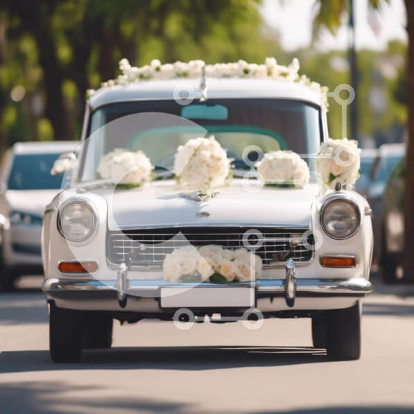 Intra Συλλεκτικό Ξύλινο Παζλ Plywood  4mm - Vintage αυτοκίνητο γάμου με λουλουδένιες διακοσμήσεις Σε Ξύλινο Κουτί - Διαστάσεις Puzzle: 10x10 cm – 25 κομμάτια