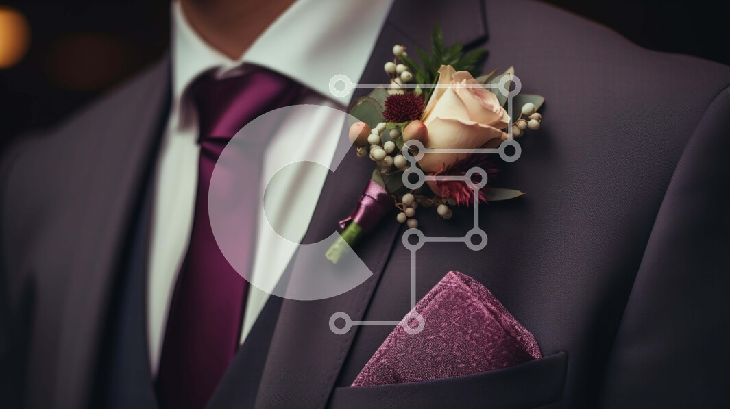 Intra Συλλεκτικό Ξύλινο Παζλ Plywood  4mm - Κομψός άντρας με μωβ κοστούμι με ροζ λουλούδι Σε Ξύλινο Κουτί - Διαστάσεις Puzzle: 10x10 cm – 25 κομμάτια