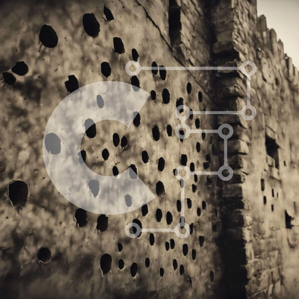 Intra Συλλεκτικό Ξύλινο Παζλ Plywood  4mm - Εγκαταλελειμμένο κτίριο με τρύπες και πουλί Σε Ξύλινο Κουτί - Διαστάσεις Puzzle: 10x10 cm – 25 κομμάτια