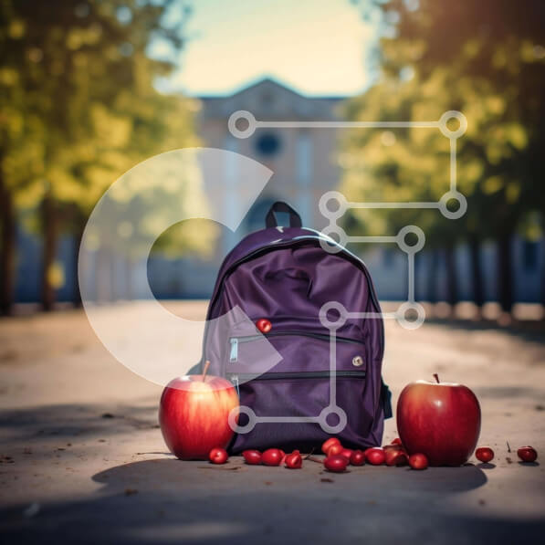 Intra Συλλεκτικό Ξύλινο Παζλ Plywood  4mm - Μωβ σακίδιο πλάτης με μήλα και σταφύλια Σε Ξύλινο Κουτί - Διαστάσεις: 10x10 cm – 25 κομμάτια