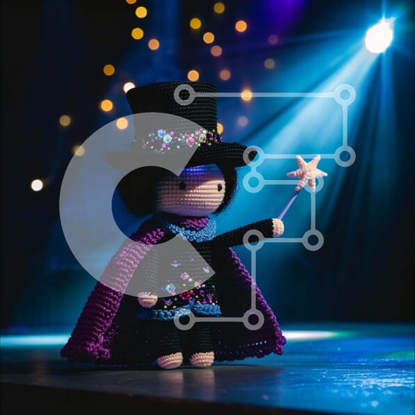 Intra Συλλεκτικό Ξύλινο Παζλ Plywood  4mm - Παιχνίδι κούκλα με κροσέ στη σκηνή με φώτα Σε Ξύλινο Κουτί - Διαστάσεις Puzzle: 10x10 cm – 25 κομμάτια