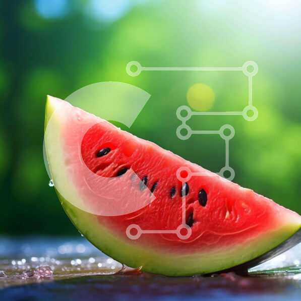 Σετ των 2 Intra Συλλεκτικό Ξύλινο Παζλ Plywood  4mm - Φέτα καρπούζι σε εξωτερικό ξύλινο τραπέζι Σε Ξύλινο Κουτί - Διαστάσεις: 10x10 cm – 25 κομμάτια