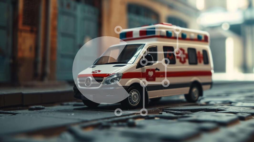 Intra Συλλεκτικό Ξύλινο Παζλ Plywood  4mm - Παιχνίδι όχημα ασθενοφόρου σε αστικό περιβάλλον Σε Ξύλινο Κουτί - Διαστάσεις Puzzle: 10x10 cm – 25 κομμάτια