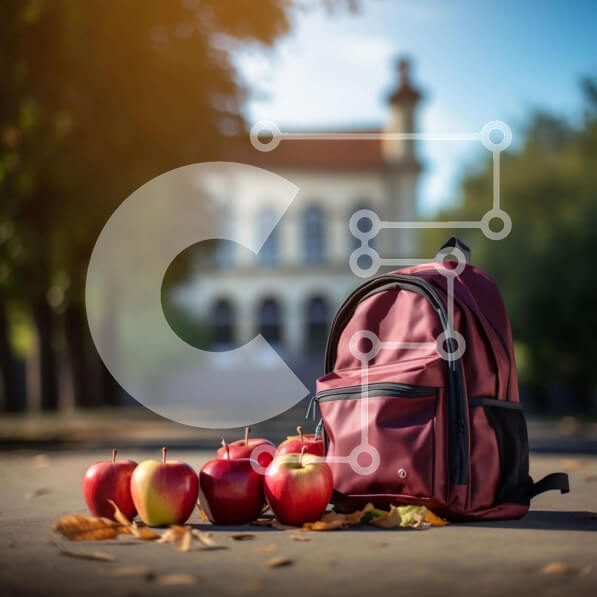 Intra Συλλεκτικό Ξύλινο Παζλ Plywood  4mm - Κόκκινο σακίδιο πλάτης με μήλα και φύλλα Σε Ξύλινο Κουτί - Διαστάσεις: 10x10 cm – 25 κομμάτια