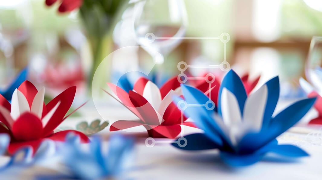 Intra Συλλεκτικό Ξύλινο Παζλ Plywood  4mm - Τραπέζι με χάρτινα λουλούδια και ποτήρια κρασιού Σε Ξύλινο Κουτί - Διαστάσεις Puzzle: 10x10 cm – 25 κομμάτια