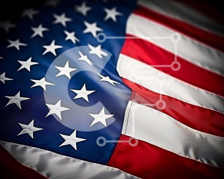 Intra Συλλεκτικό Ξύλινο Παζλ Plywood  4mm - Αμερικανική σημαία με φόντο αστέρια Σε Ξύλινο Κουτί - Διαστάσεις Puzzle: 10x10 cm – 25 κομμάτια