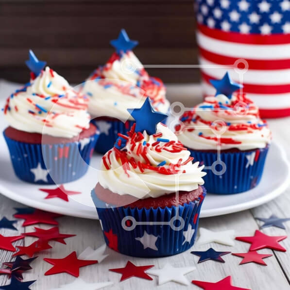 Σετ των 2 Intra Συλλεκτικό Ξύλινο Παζλ Plywood  4mm - Cupcakes Red Velvet με Πατριωτικά Διακοσμητικά Σε Ξύλινο Κουτί - Διαστάσεις: 10x10 cm – 25 κομμάτια