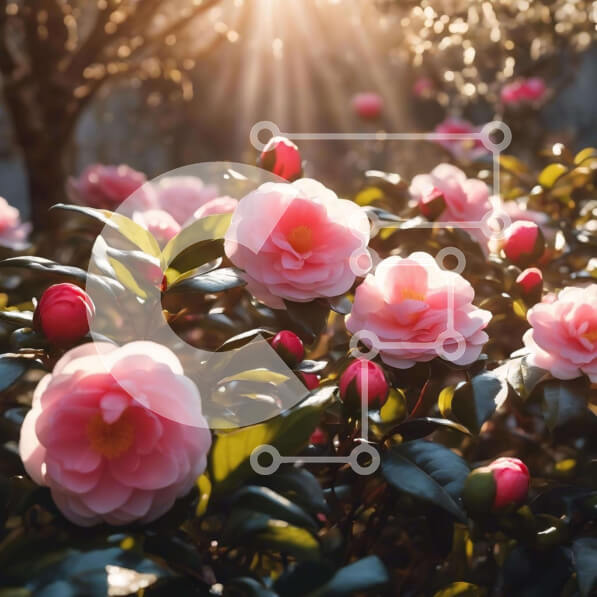 Intra Συλλεκτικό Ξύλινο Παζλ Plywood  4mm - Ζωντανά ροζ λουλούδια στον ηλιόλουστο διακοσμητικό κήπο Σε Ξύλινο Κουτί - Διαστάσεις: 10x10 cm – 25 κομμάτια