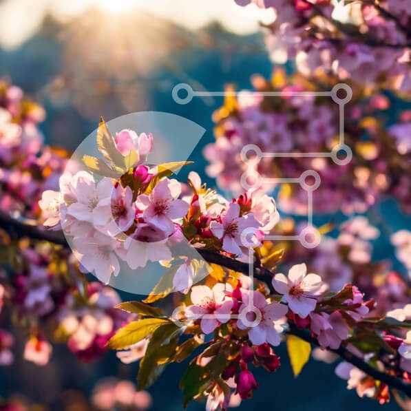 Intra Συλλεκτικό Ξύλινο Παζλ Plywood  4mm - Ανθισμένο δέντρο κερασιάς την άνοιξη Σε Ξύλινο Κουτί - Διαστάσεις: 10x10 cm – 25 κομμάτια