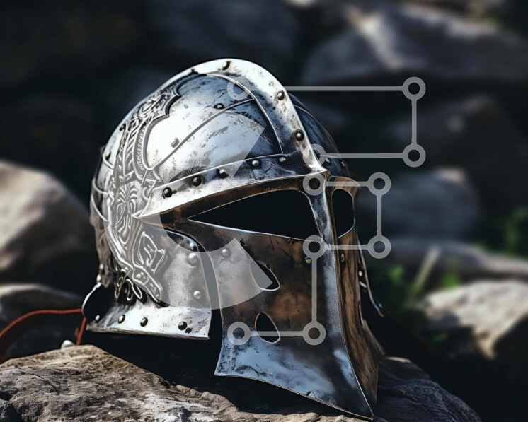 Intra Συλλεκτικό Ξύλινο Παζλ Plywood  4mm - Αρχαίο ασημένιο κράνος σε βράχους Σε Ξύλινο Κουτί - Διαστάσεις: 10x10 cm – 25 κομμάτια