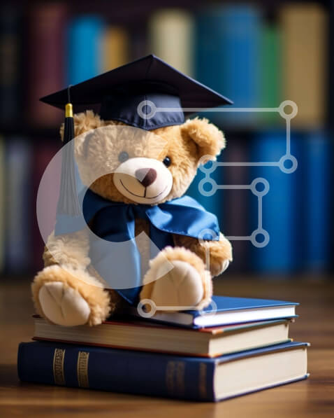 Intra Συλλεκτικό Ξύλινο Παζλ Plywood  4mm - Αποφοίτηση αρκουδάκι με βιβλία Σε Ξύλινο Κουτί - Διαστάσεις Puzzle: 10x10 cm – 25 κομμάτια