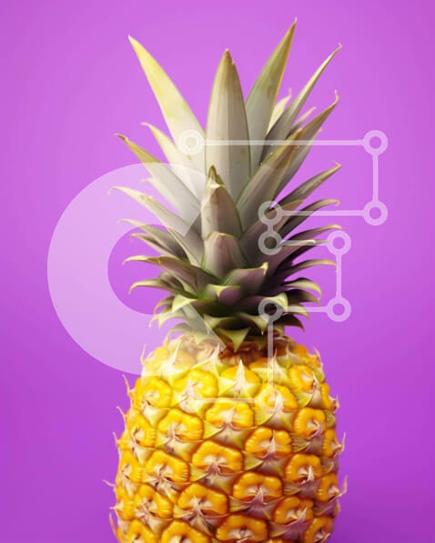 Σετ των 2 Intra Συλλεκτικό Ξύλινο Παζλ Plywood  4mm - Φρέσκος κίτρινος ανανάς σε μωβ φόντο Σε Ξύλινο Κουτί - Διαστάσεις: 10x10 cm – 25 κομμάτια