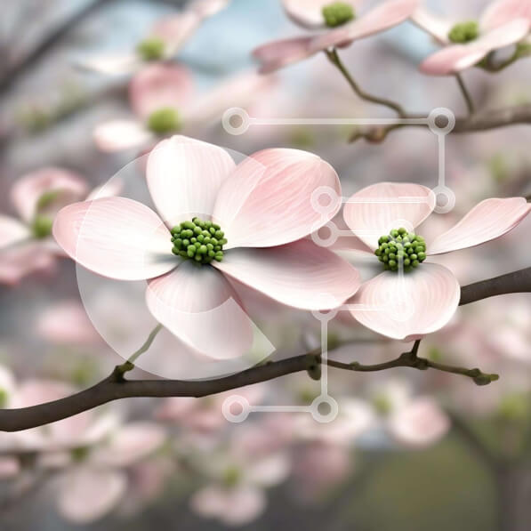 Intra Συλλεκτικό Ξύλινο Παζλ Plywood  4mm - Ροζ λουλούδια Dogwood την άνοιξη Σε Ξύλινο Κουτί - Διαστάσεις: 10x10 cm – 25 κομμάτια